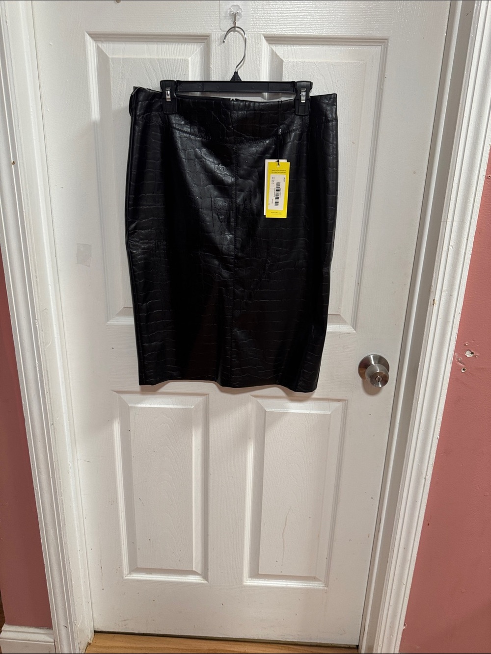 Black Faux Croc Pencil Skirt